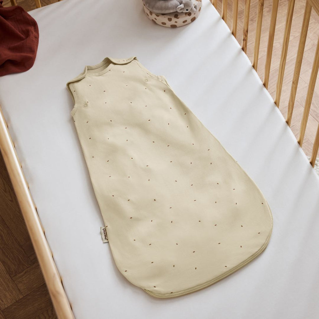Organic Quilted Baby Sleeping Bag in Linen with Cocoa