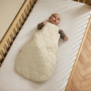 Organic Quilted Baby Sleeping Bag in Linen with Cocoa - 2.5 Tog