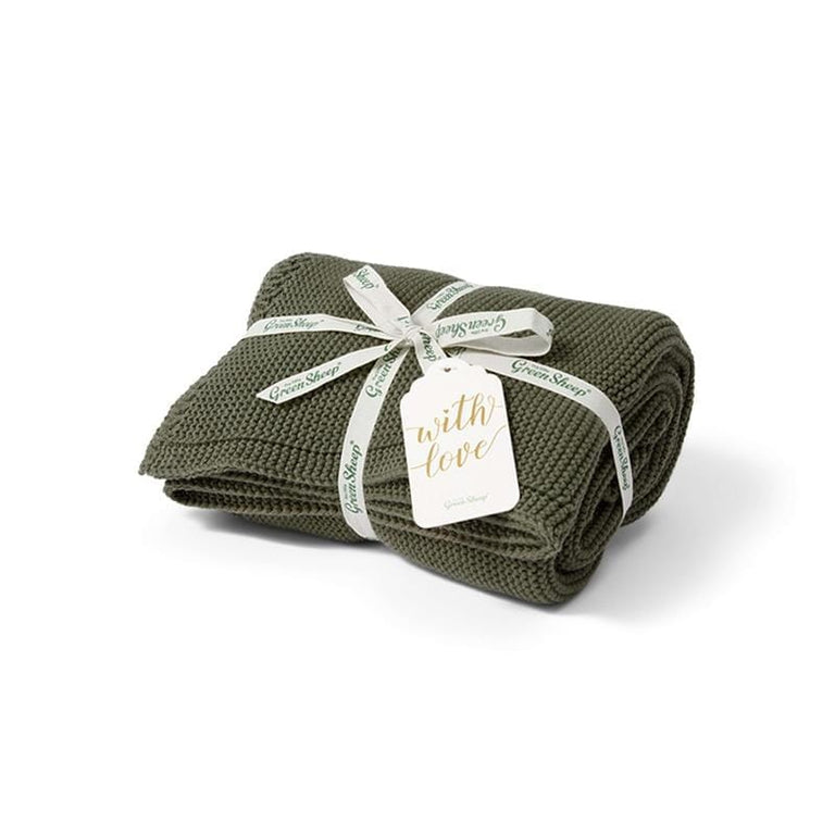 Organic Knitted Cellular Baby Blanket Juniper
