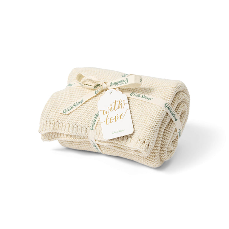 Organic Knitted Cellular Baby Blanket Linen