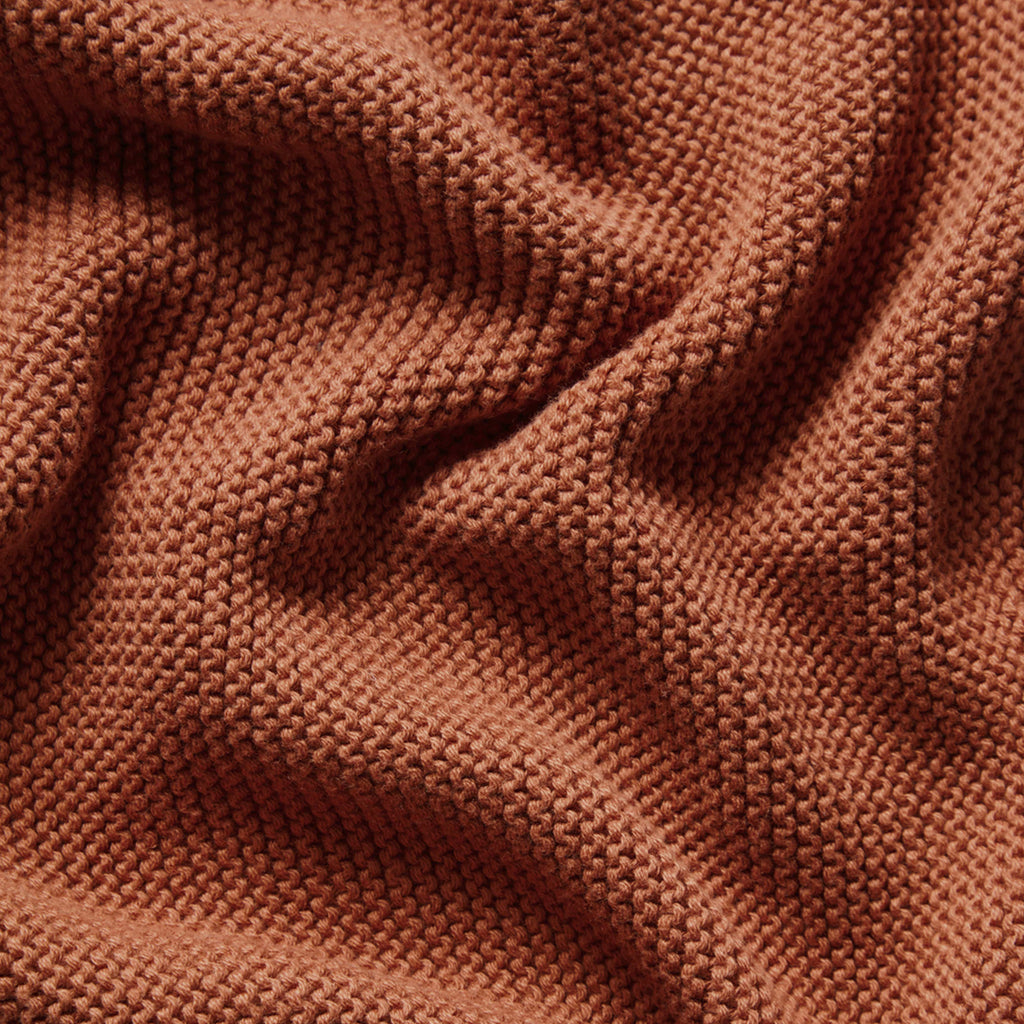 Organic Knitted Cellular Baby Blanket Terracotta