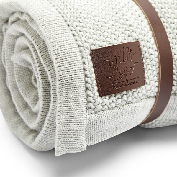 Little Green Sheep Baby blanket Organic Knitted Fleece Baby Blanket Dove Grey