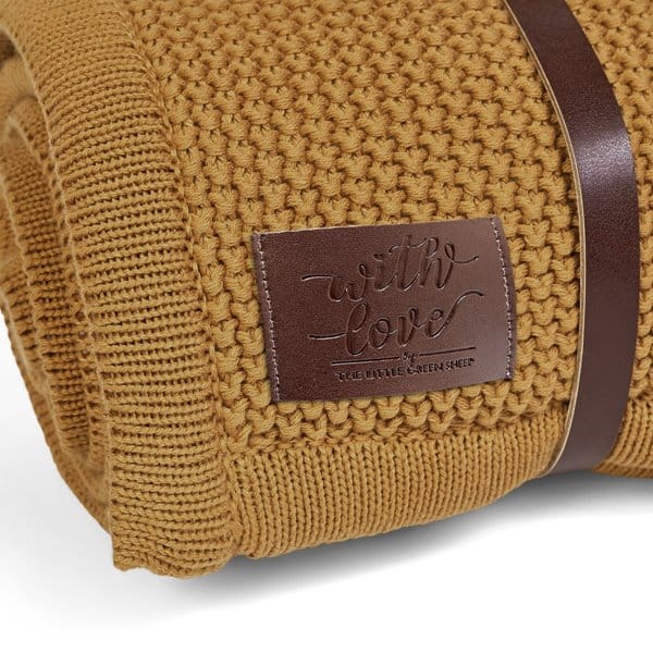 Little Green Sheep Baby blanket Organic Knitted Fleece Baby Blanket Honey