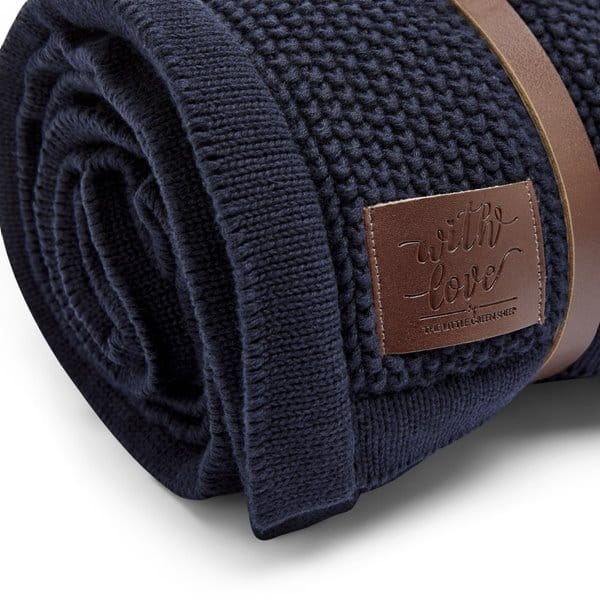 Little Green Sheep Baby blanket Organic Knitted Fleece Baby Blanket Midnight