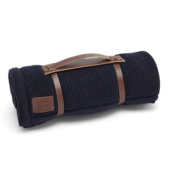 Organic Knitted Fleece Baby Blanket Midnight