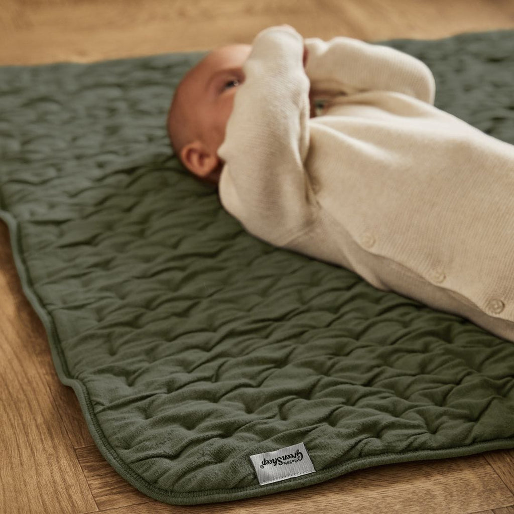 Little Green Sheep Baby Quilt Organic Dimple Quilt in Juniper