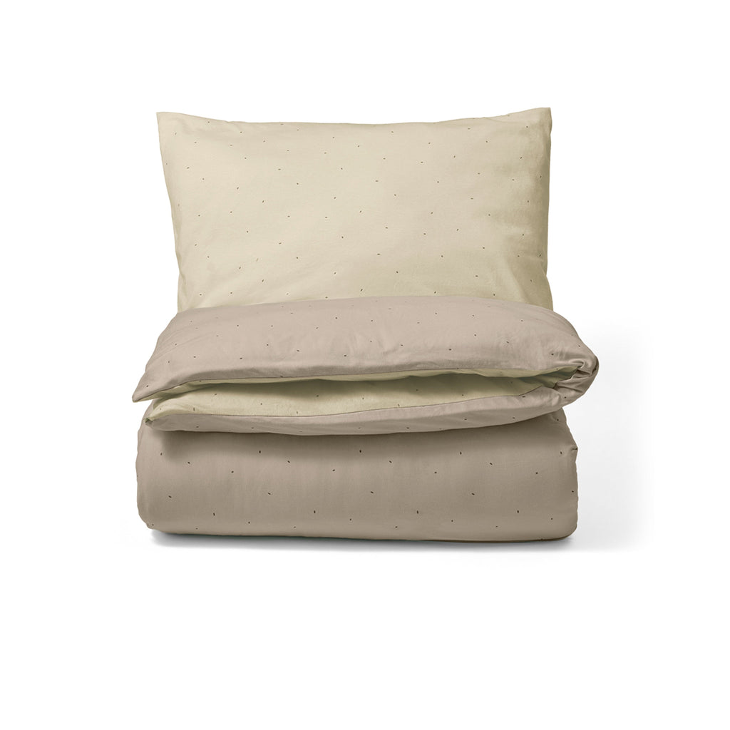 Little Green Sheep Cot Bed Duvet & Pillow Reversible Cot Bed Duvet Cover & Pillow Case Set in Truffle with Cocoa Rice