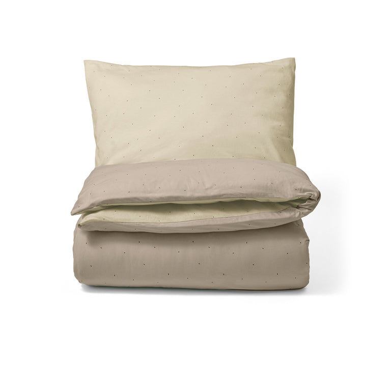 Reversible Cot Bed Duvet Cover & Pillow Case Set in Truffle with Cocoa Rice