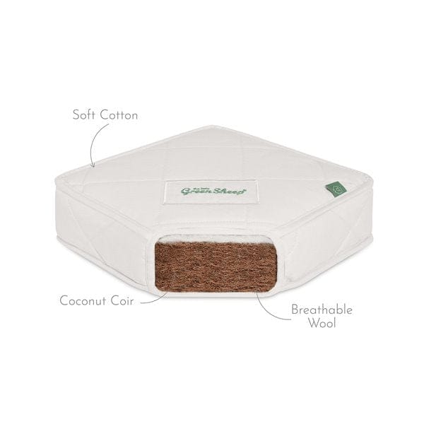 Little Green Sheep Cot Bed Mattress Natural Mattress Extension Piece to fit SnuzKot 68x41cm