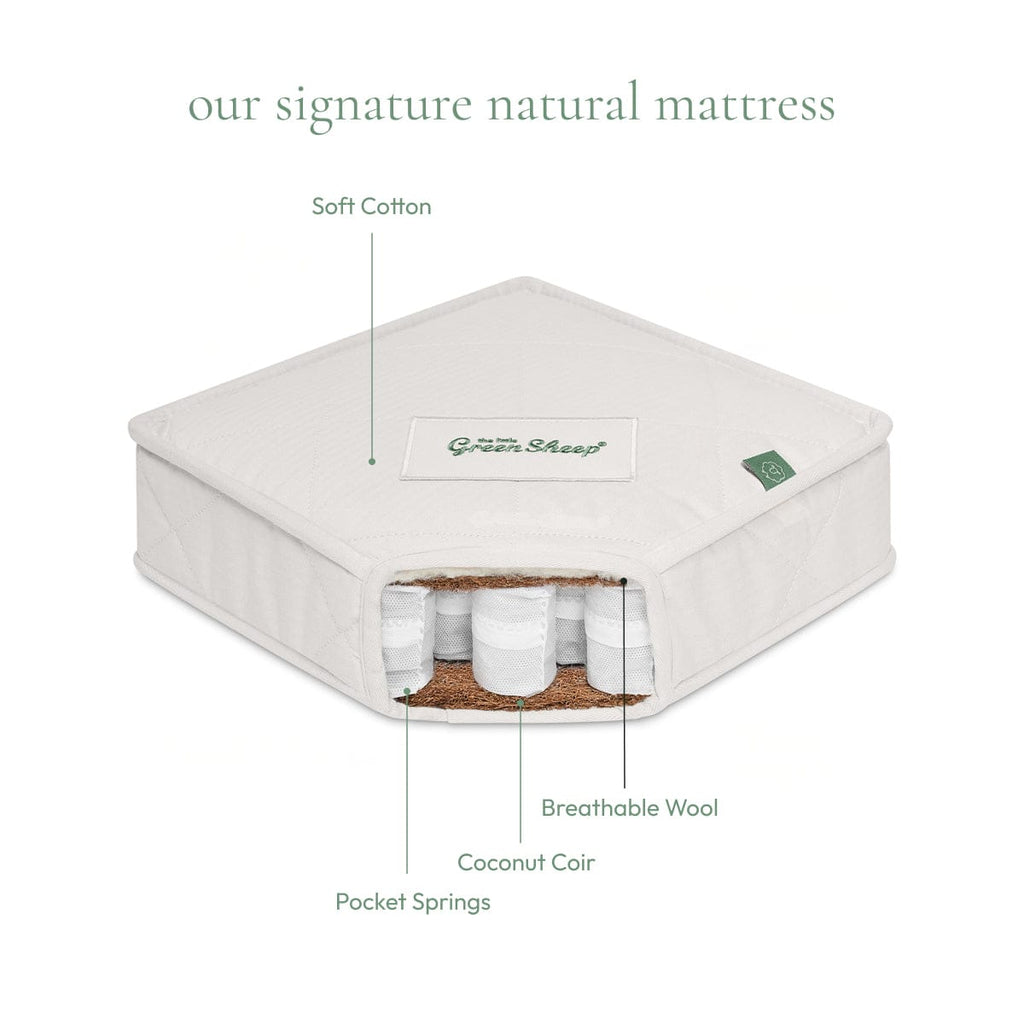 Little Green Sheep Cot Mattress Natural Pocket Sprung Cot Mattress 60x120cm