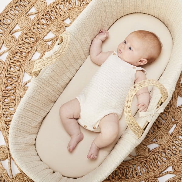 Little Green Sheep Moses Basket Fitted Sheet Organic Moses Basket Fitted Sheet - Linen
