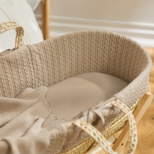 Little Green Sheep Moses Basket Fitted Sheet Organic Moses Basket Fitted Sheet - Truffle