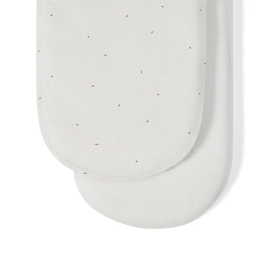 Organic Moses Basket Fitted Sheets in White with Truffle Rice