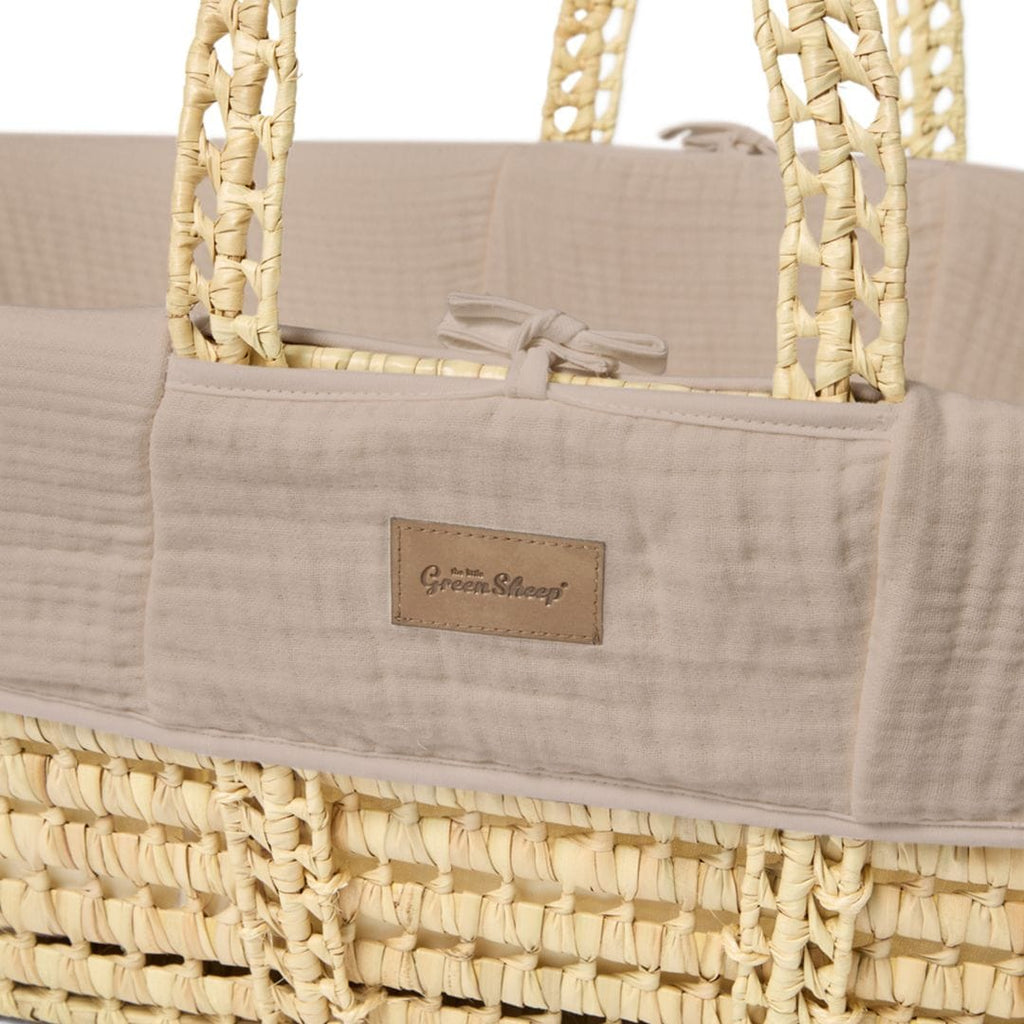 Little Green Sheep Moses Basket & Mattress Cotton Muslin Moses Basket & Mattress Truffle