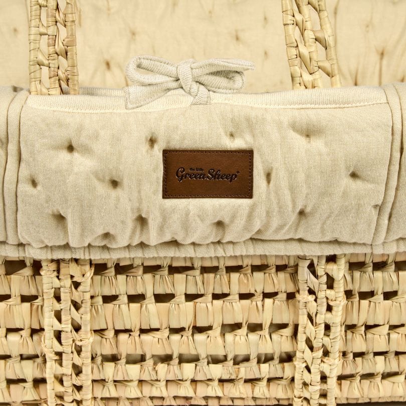 Little Green Sheep Moses Basket & Mattress Organic Dimple Quilted Moses Basket & Mattress Linen