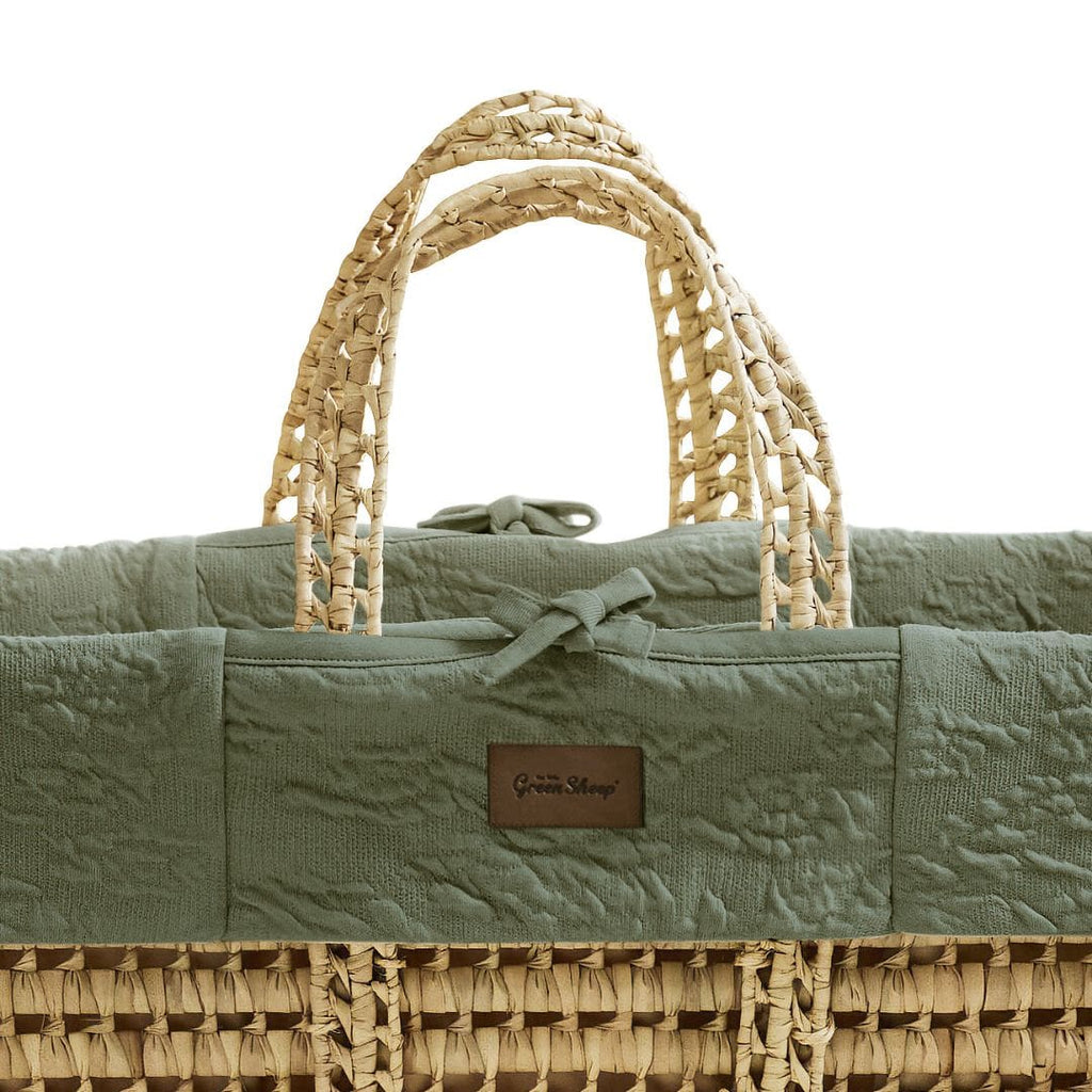 Little Green Sheep Moses Basket & Mattress Organic Furrow Knit Moses Basket & Mattress Juniper
