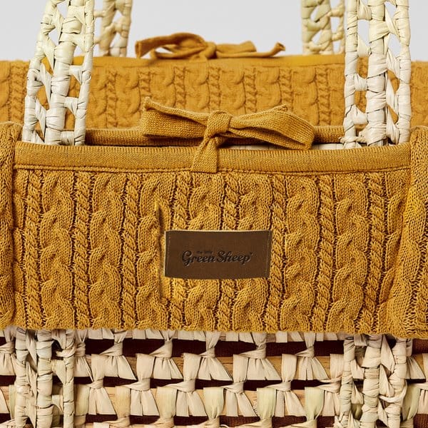 Little Green Sheep Moses Basket & Mattress Organic Knitted Moses Basket & Mattress Honey