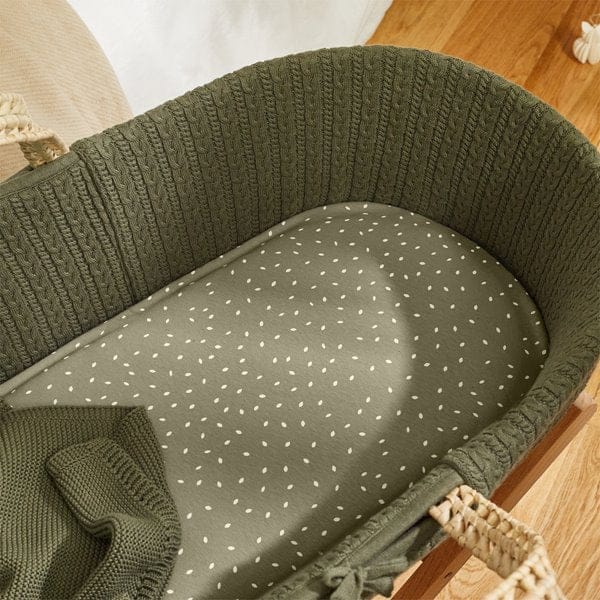 Organic Knitted Moses Basket & Mattress Juniper