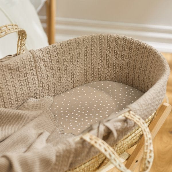 Little Green Sheep Moses Basket & Mattress Organic Knitted Moses Basket & Mattress Truffle