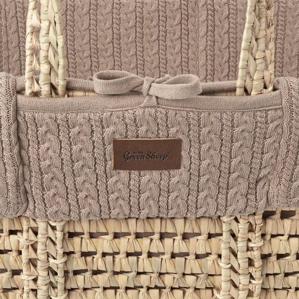 Little Green Sheep Moses Basket & Mattress Organic Knitted Moses Basket & Mattress Truffle