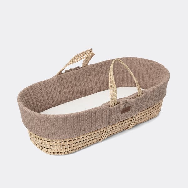 Little Green Sheep Moses Basket & Mattress Organic Knitted Moses Basket & Mattress Truffle