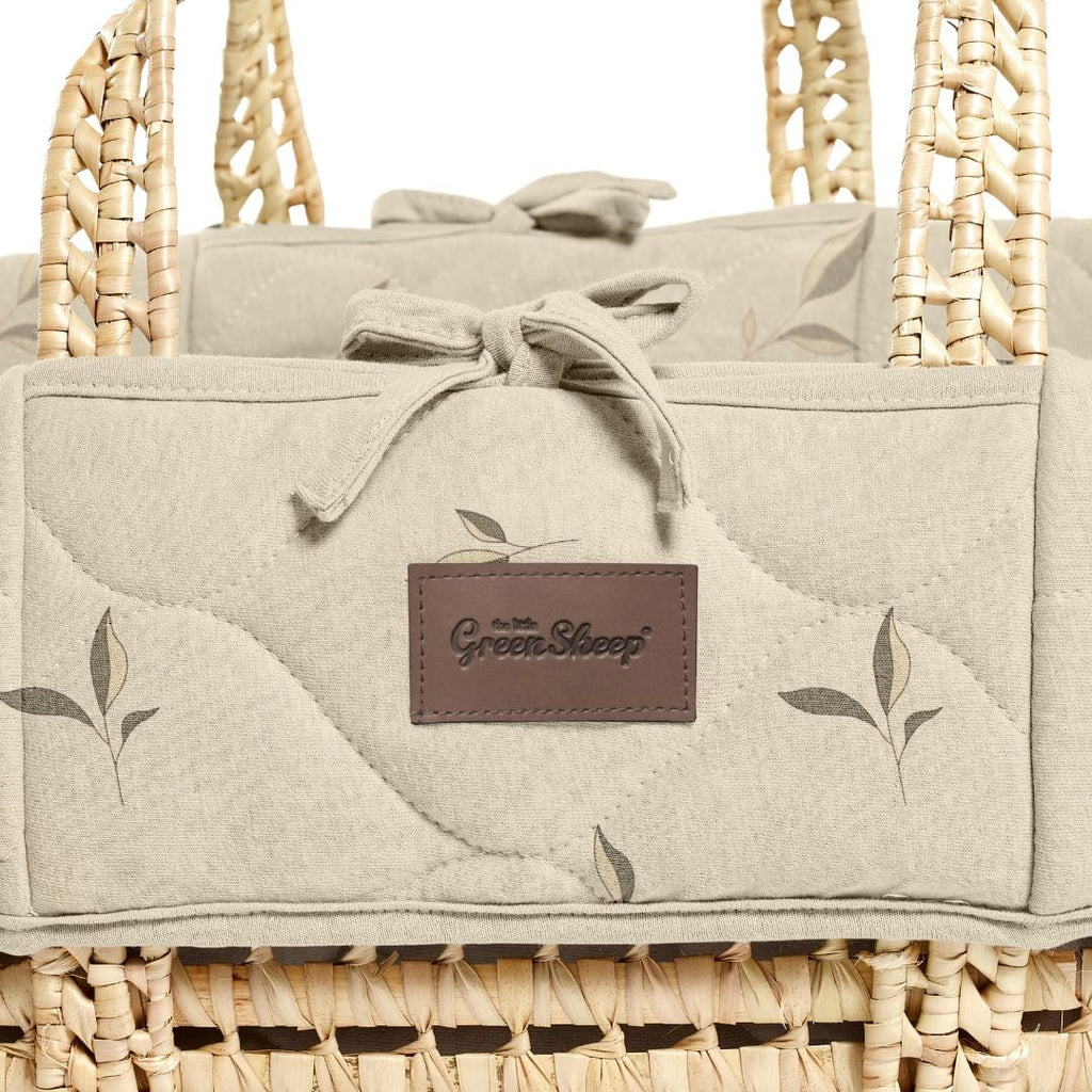 Little Green Sheep Moses Basket & Mattress Organic Leaves Quilt Moses Basket & Mattress