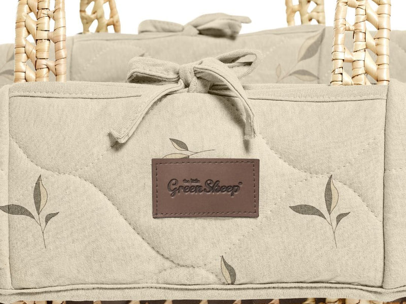 Little Green Sheep Moses Basket & Mattress Organic Leaves Quilt Moses Basket & Mattress