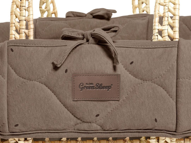 Little Green Sheep Moses Basket & Mattress Organic Rice Quilt Moses Basket & Mattress Cocoa with Ebony