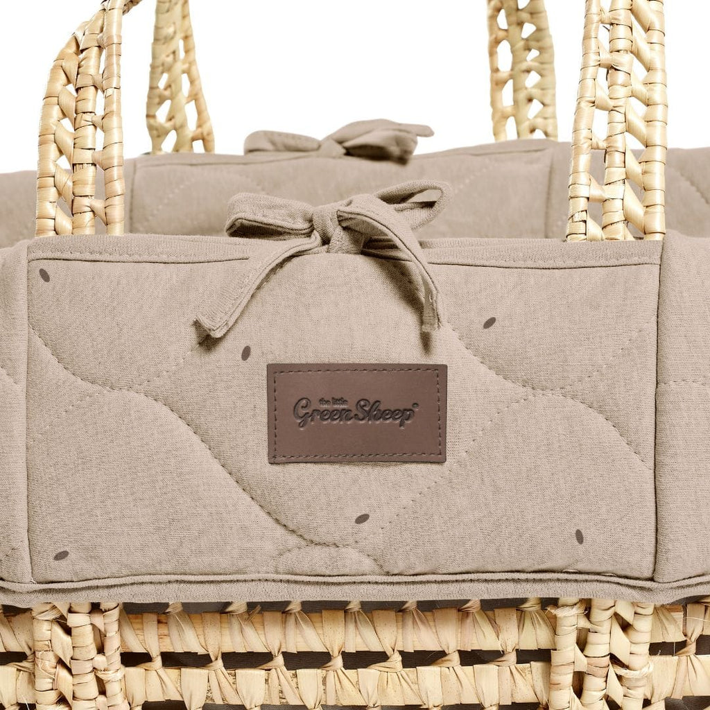 Little Green Sheep Moses Basket & Mattress Organic Rice Quilt Moses Basket & Mattress Truffle with Cocoa