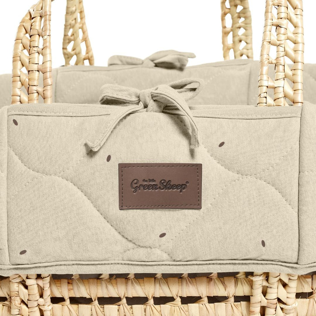 Little Green Sheep Moses Basket & Mattress Organic Rice Quilted Moses Basket & Mattress Linen with Cocoa