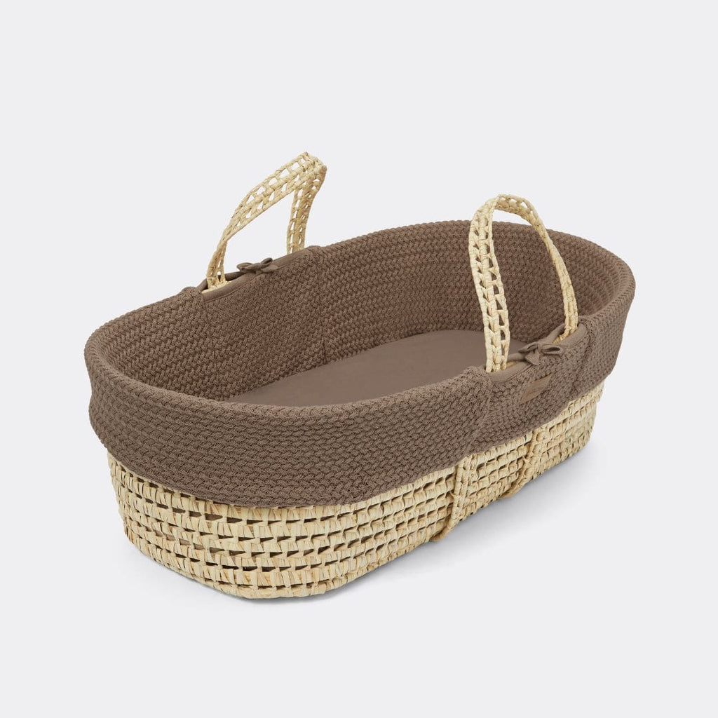 Little Green Sheep Moses Basket & Mattress Organic Wheat Knit Moses Basket & Mattress Cocoa