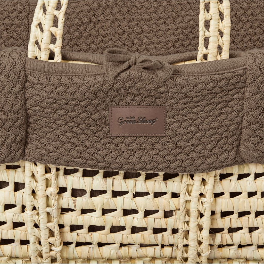 Little Green Sheep Moses Basket & Mattress Organic Wheat Knit Moses Basket & Mattress Cocoa