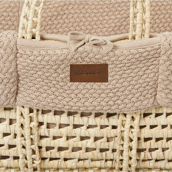 Little Green Sheep Moses Basket & Mattress Organic Wheat Knit Moses Basket & Mattress Truffle