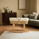 Cotton Muslin Moses Basket, Mattress & Natural Rocking Stand Ecru