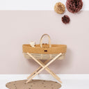 Natural Quilted Moses Basket, Mattress & Natural Foldable Stand Honey