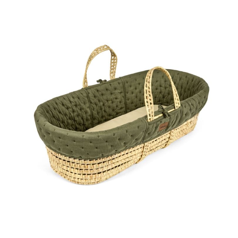 Little Green Sheep Moses Basket, Mattress & Stand Organic Dimple Quilted Moses Basket & Mattress Juniper