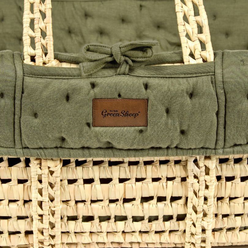 Little Green Sheep Moses Basket, Mattress & Stand Organic Dimple Quilted Moses Basket & Mattress Juniper