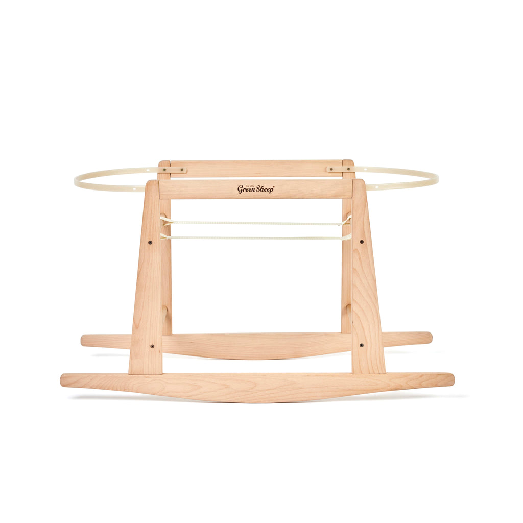 Little Green Sheep Moses Basket, Mattress & Stand Organic Furrow Knit Moses Basket, Mattress & Natural Rocking Stand Linen