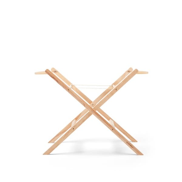 Organic Knitted Moses Basket, Mattress & Natural Foldable Stand Juniper