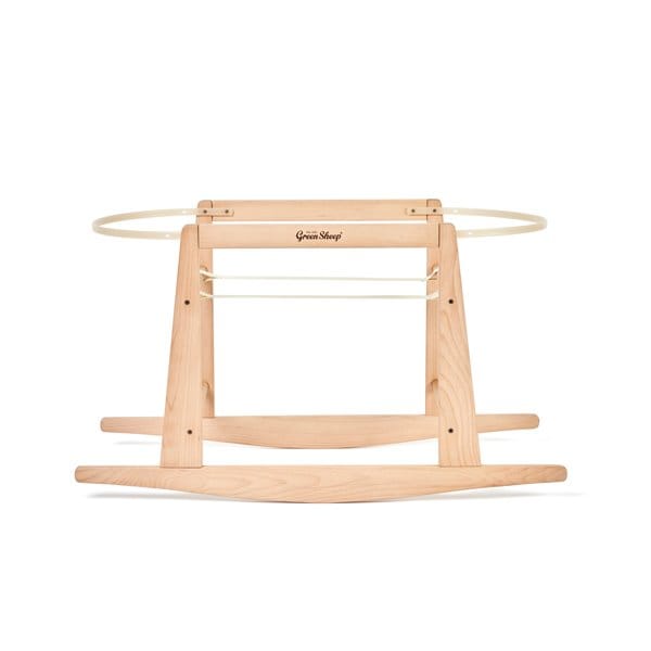 Little Green Sheep Moses Basket, Mattress & Stand Organic Knitted Moses Basket, Mattress & Natural Rocking Stand  Dove Grey