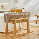 Organic Knitted Moses Basket, Mattress & Natural Rocking Stand Truffle