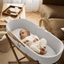 Little Green Sheep Moses Basket, Mattress & Stand Organic Knitted Moses Basket, Mattress & Walnut Foldable Stand White