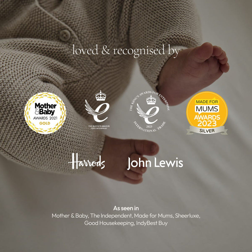 Little Green Sheep Moses Basket, Mattress & Stand Organic Knitted Moses Basket, Mattress & Walnut Rocking Stand Truffle