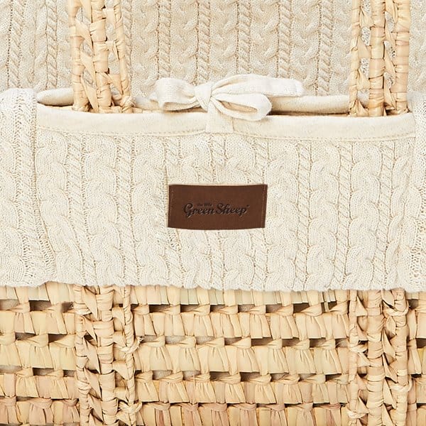 Natural Knitted Moses Basket Replacement Liner - Linen