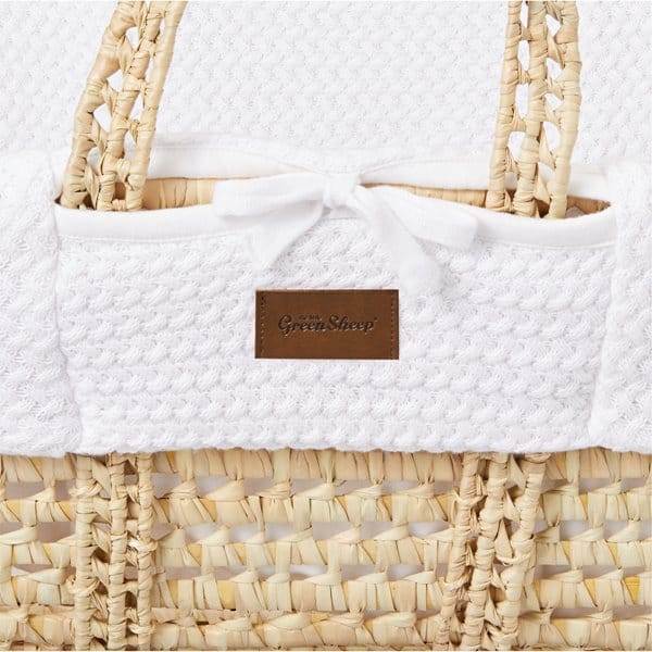 Little Green Sheep Moses Baskets Liner Wheat Knit Moses Basket Replacement Liner - White