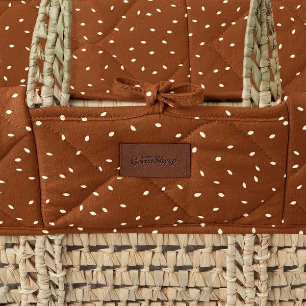 Little Green Sheep Moses Baskets Liners Natural Quilted Moses Basket Replacement Liner – Terracotta Rice