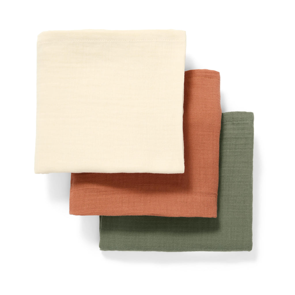 Little Green Sheep Muslin Plain Cotton Muslins - Pack of 3