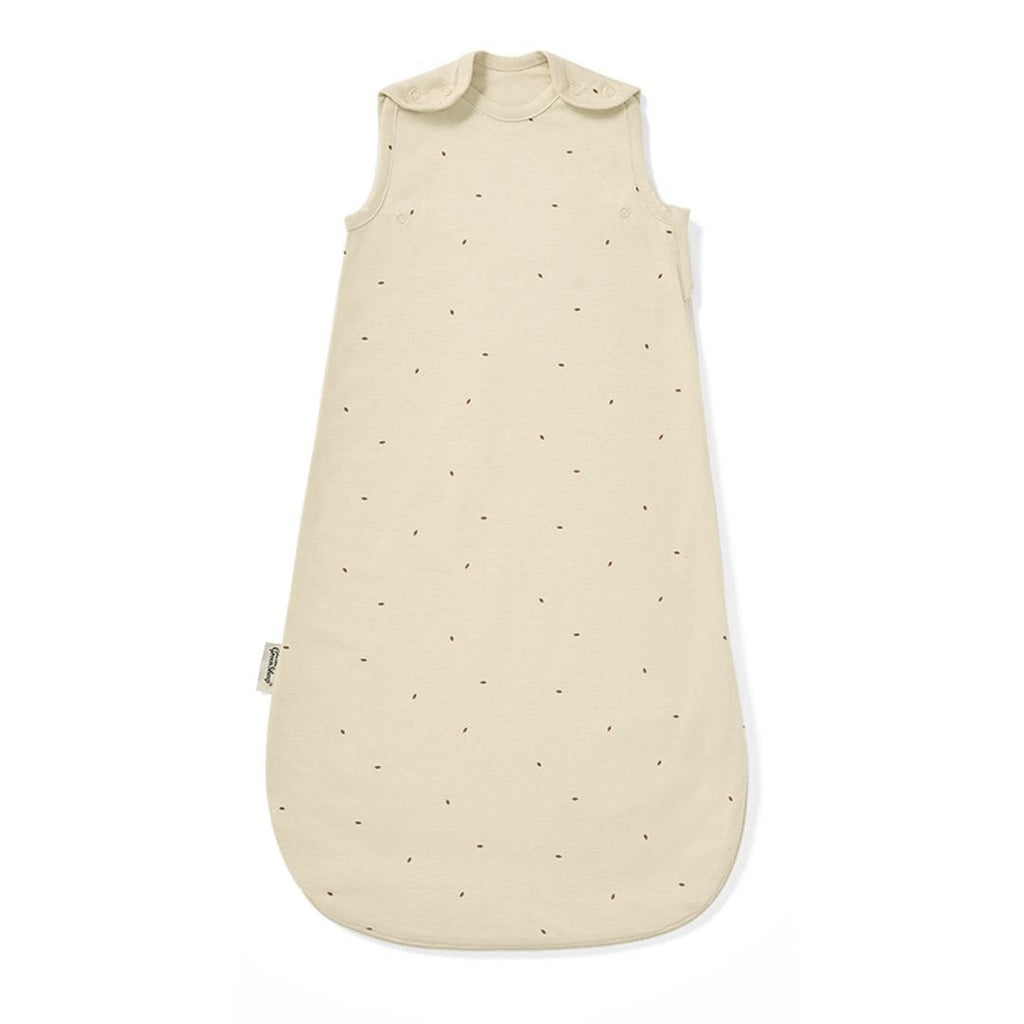 Little Green Sheep Sleeping Bags 0-6 months Organic Quilted Baby Sleeping Bag in Linen with Cocoa - 1.0 Tog