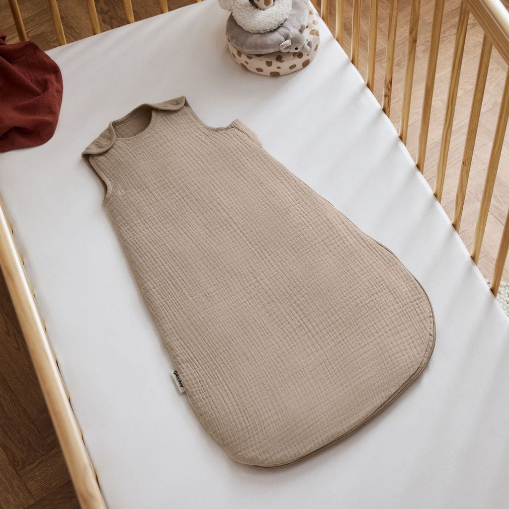 Organic Muslin Baby Sleeping Bag in Truffle - 1.0 Tog