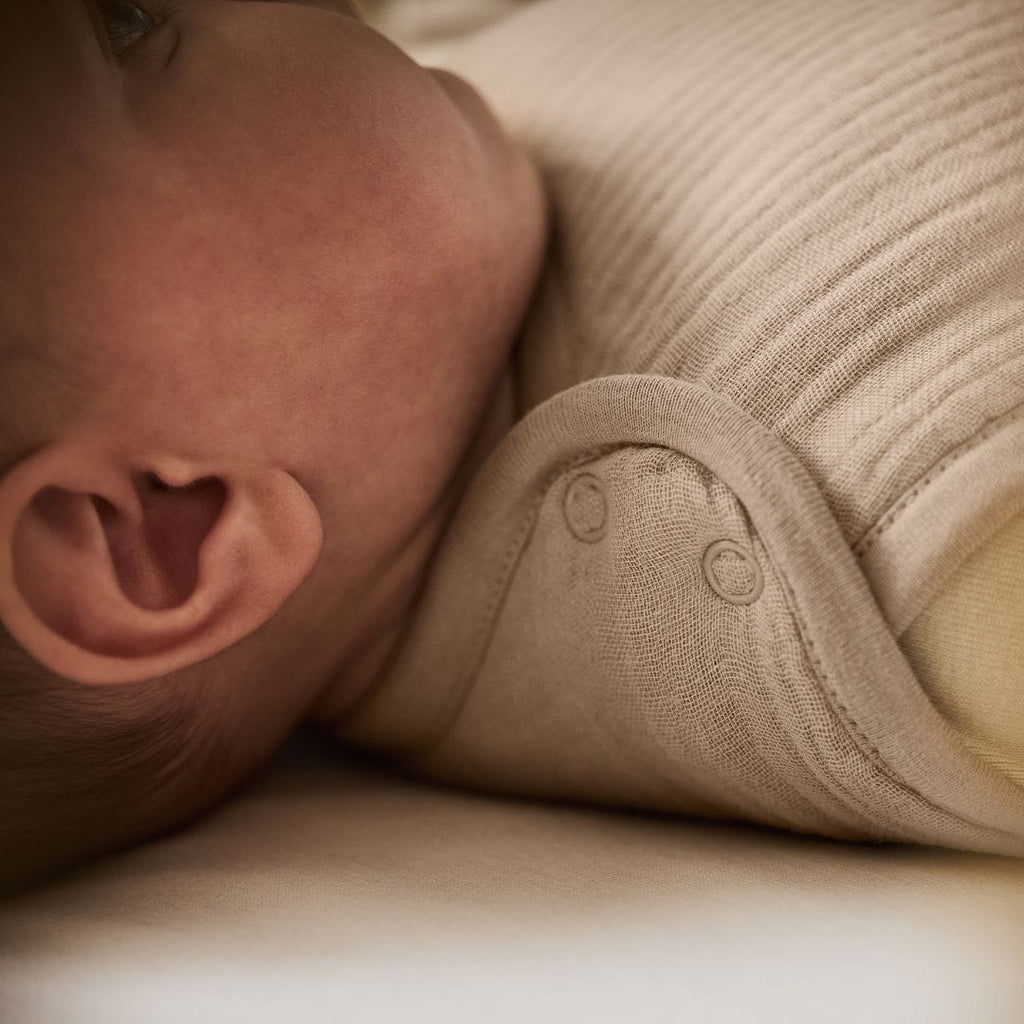 Organic Muslin Baby Sleeping Bag in Truffle - 2.5 Tog